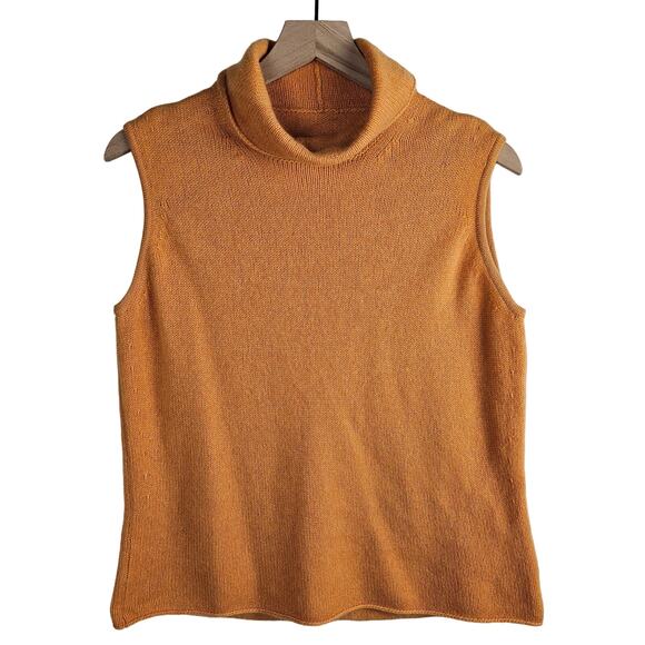John Laing Cashmere‎ Sleevelss Turtleneck Sweater 42 US L Light Orange - Picture 1 of 8